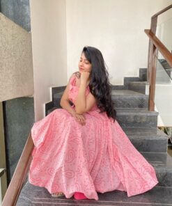 baby pink knee length maxi