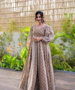 kalki brown cotton maxi