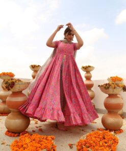 FRILL FRONT SLIT KURTA PANTS SET