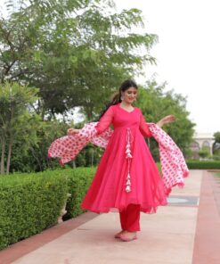 PINK ORGANZA DUPATTA SET