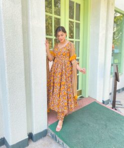 mustard brown cotton suit set