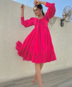 pink silk knee length