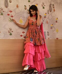 Pallavee peach sharara set