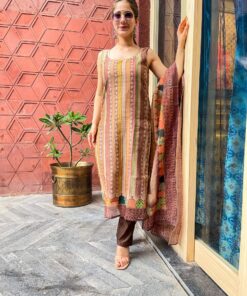 daisy brown chanderi suit set
