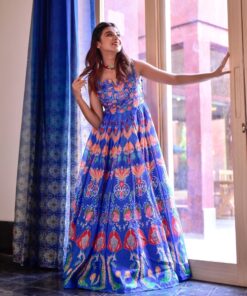 damini blue chanderi maxi