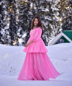 pink chikankari embroidered kurta sharara set