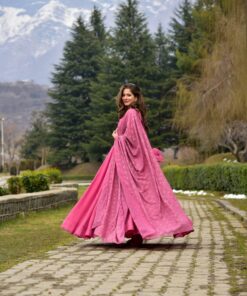 peachy pink silk maxi set