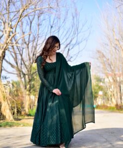 Nisha green chanderi maxi set