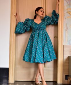 kyrstle green chanderi dress