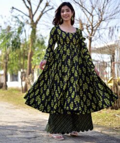 moonless black cotton suit set