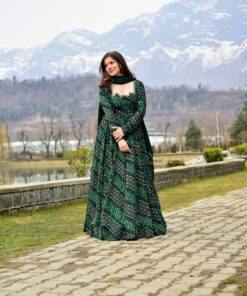 green shimmer glace maxi set