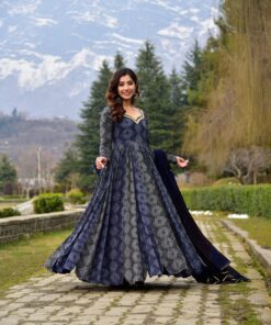 Gayatri black and blue combi maxi set