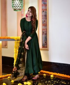 lush green silk suit set
