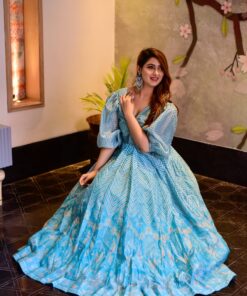 blue aura chanderi maxi set