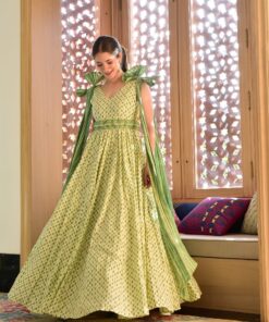 Yasmin green bow maxi