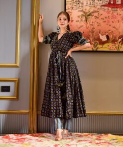 black herbal cotton suit set