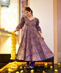 blue burst floral suit set