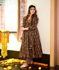 mannat brown cotton suit set