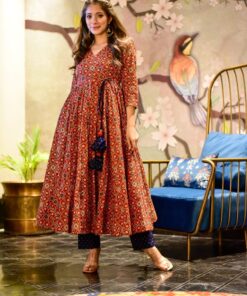 maroon amour kurta set