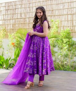 purple organza shimmer suit set