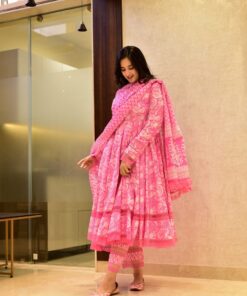 vamika pink cotton suit set