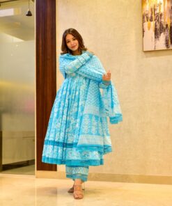 ocean blue cotton suit set