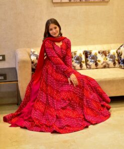 red shimmer maxi set