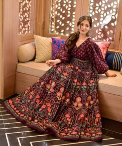 meadow wine chanderi maxi