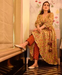 melina beige cotton suit set