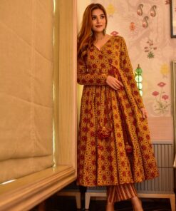 aarna mustard cotton suit