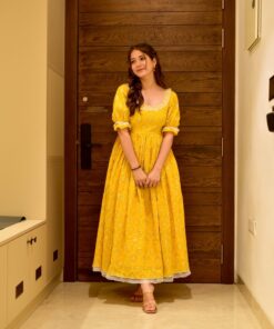 yellow tin tin cotton dress