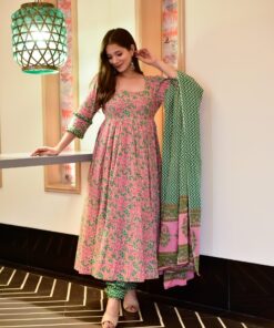 arunima pink cotton suit set