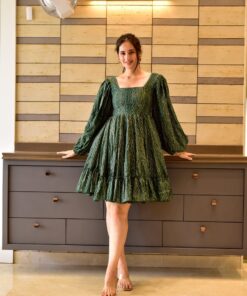 green anchal muslin dress