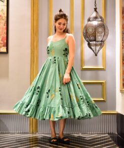 Green midi floral dress