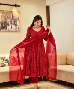 prerna maroon georgette suit set