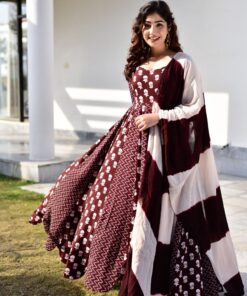 gajgamini brown maxi set