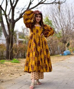 mustard dazzling kurta set