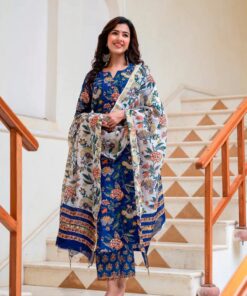 FALAK CHINTZ BLOCK PRINTED CHANDERI SUIT SET