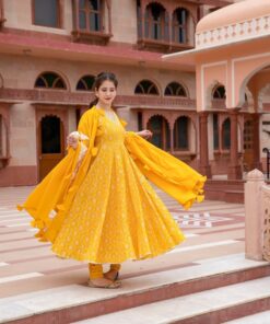 yellow customised dupatta set
