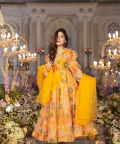 XAHARI YELLOW ORGANZA SUIT SET