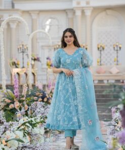 AKAYDA BLUE ORGANZA SUIT SET
