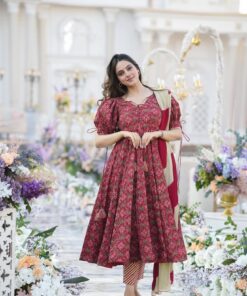 FINLEY RED COTTON SUIT SET