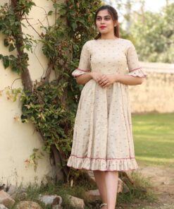 PINK FRILL KNEE LENGTH DRESS