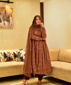 blazing brown muslin suit set