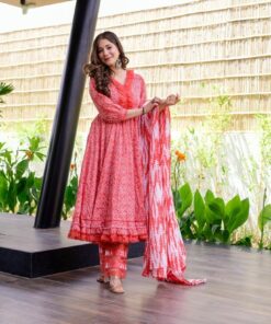 graceful peach cotton suit set