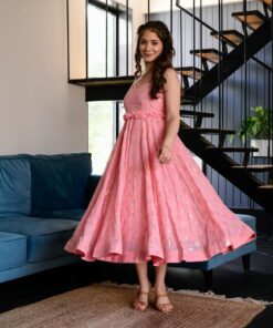 tarifa georgette embroidered dress