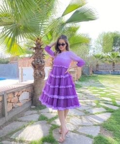 purple ombre chanderi dress