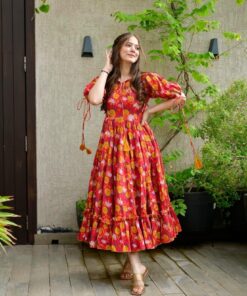 red marygold cotton dress