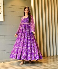 Madhumita purple georgette dress