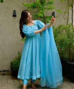 Sandra blue georgette suit set